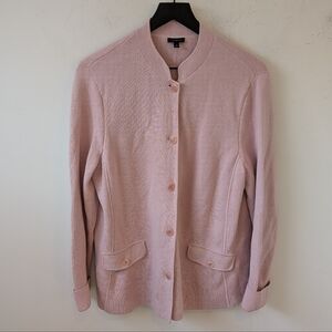 Talbots Women's Pink Cotton Knit Sweater Blazer Cardigan Large